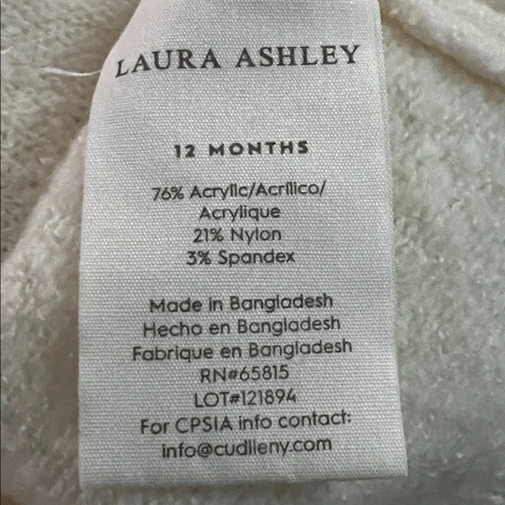 Laura Ashley Flounce Trimmed Knit Button Down Cardigan 12 Months Cream Soft - Picture 7 of 8
